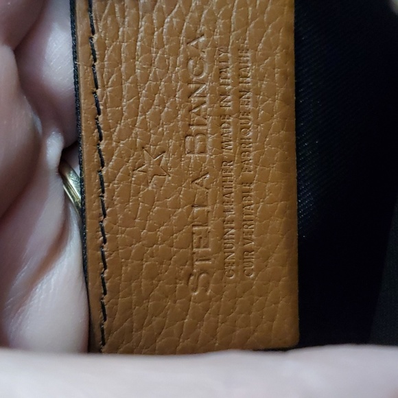 STELLA BIANCA Cuoio tan Made In Italy Leather Double Pocket Sling Belt bag - Picture 6 of 9